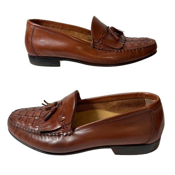 Giorgio Brutini Brown Leather Kiltie Tassel Basket Weave Men's Loafer Size 10M - Picture 2 of 7